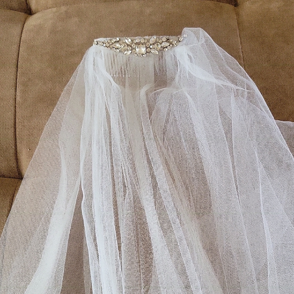 Haircomb With White Tulle Veil